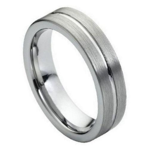 High Polish Grooved Center Brushed Side- 6mm Band